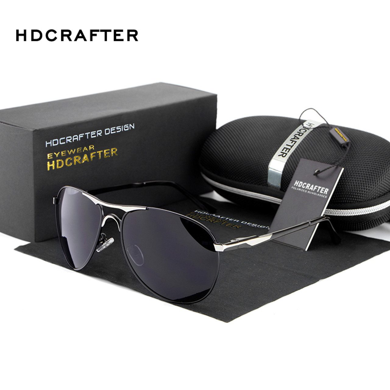 HDCRAFTER Men Metal Memory Frame Polarized Sunglasses Outdoor Driving Glasses