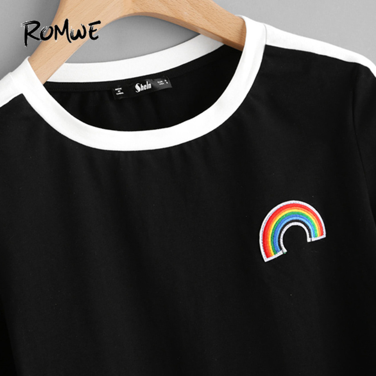 Romwe color block shirt clearance