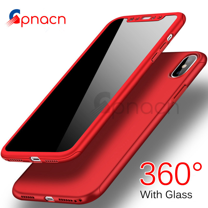 GPNACN 360 Degree Full Cover Cases For iPhone X 6 6s 7 8 Case wish Tempered  Glass Cover For iphone 6 6S8 7 Plus Phone Case Capa - OnshopDeals.Com