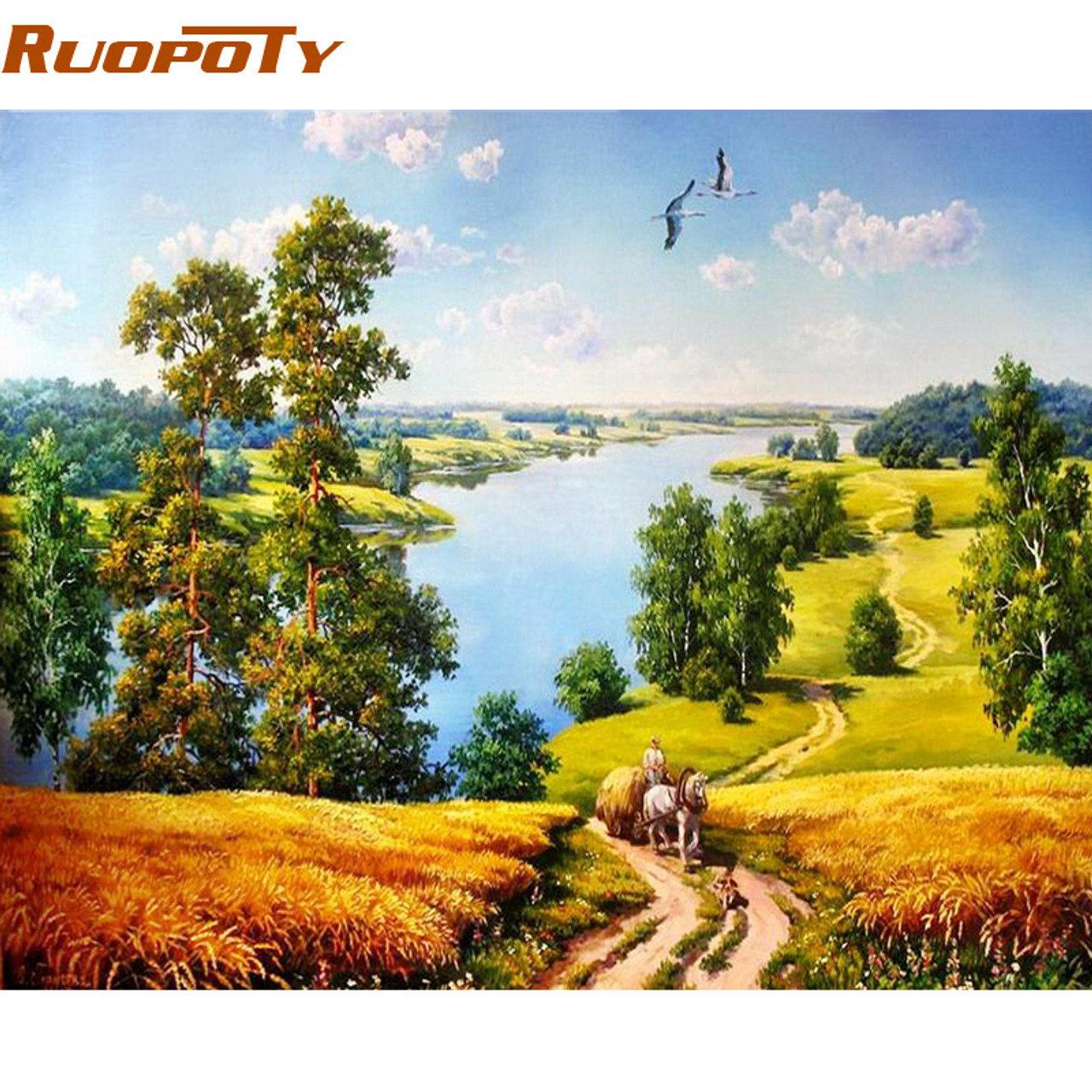 Ruopoty Autumn Landscape Diy Painting By Numbers Modern Home Wall Art Acrylic Paint On Canvas Hand Painted Oil Painting For Home Onshopdeals Com
