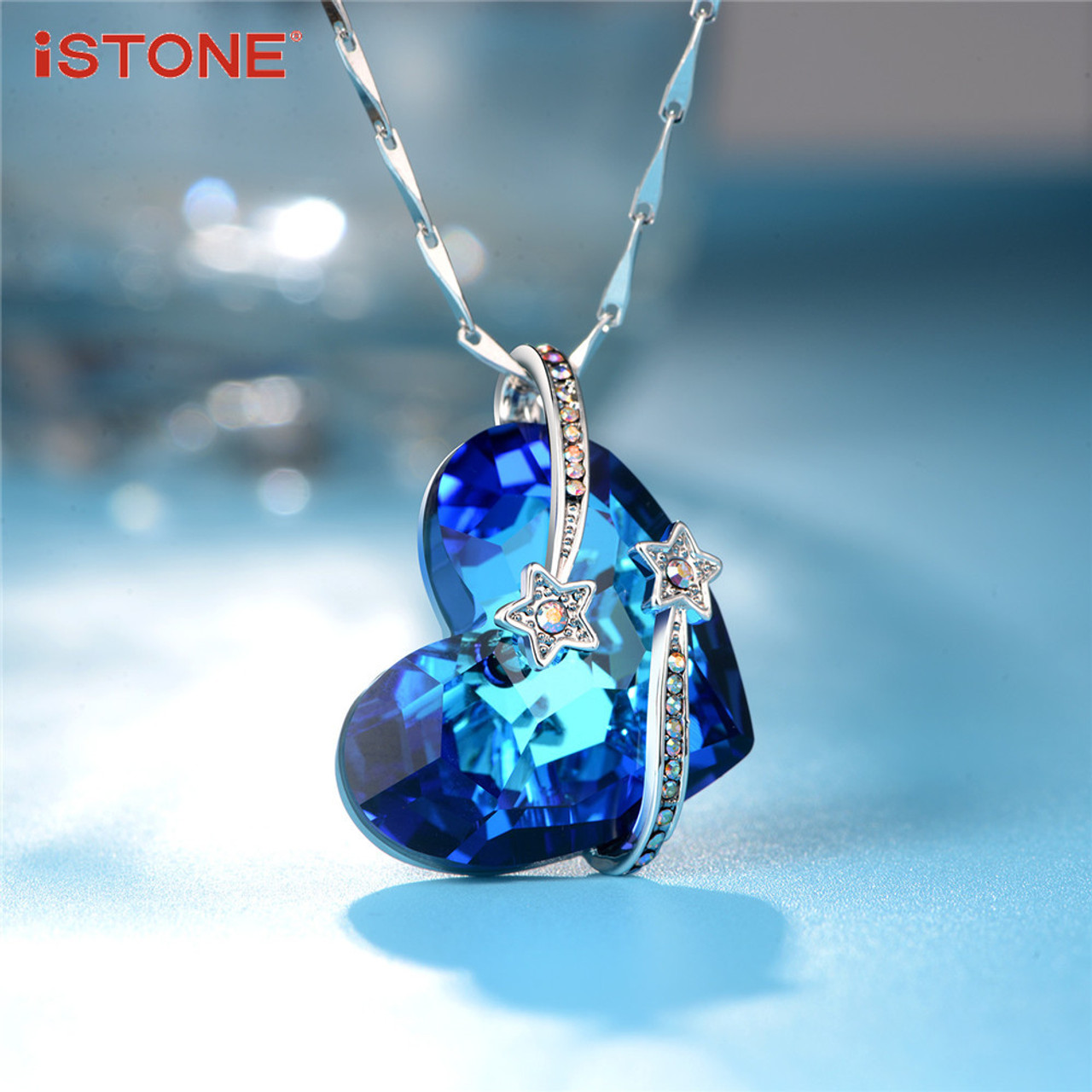 Azure Necklace - blue mystic quartz gemstone solitaire necklace - Monster