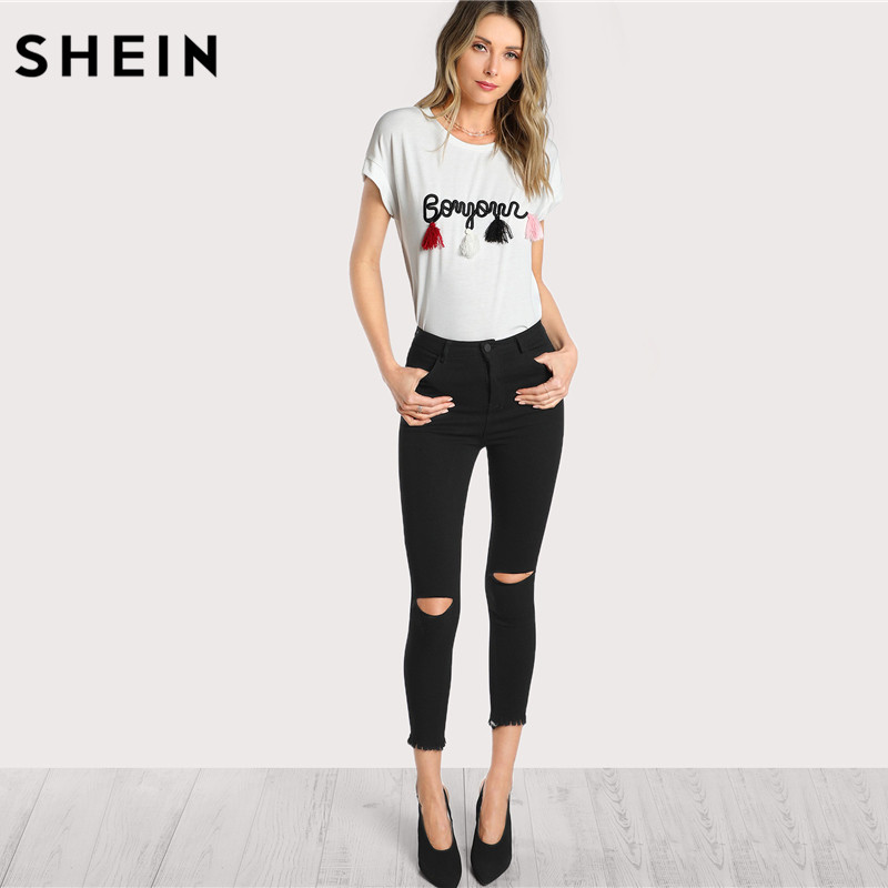 SHEIN T shirt Women Tops Summer O-neck 