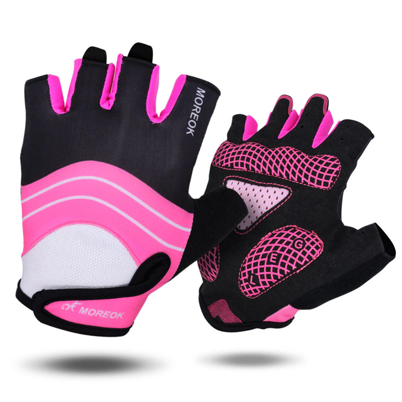 pink cycling gloves