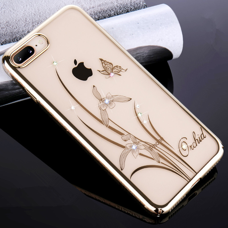 KINGXBAR Capa for iPhone 7 8 Plus Cover Crystals From Swarovski Diamond  Flower Transparent Hard Case for iPhone 8 7 Plus Case - OnshopDeals.Com