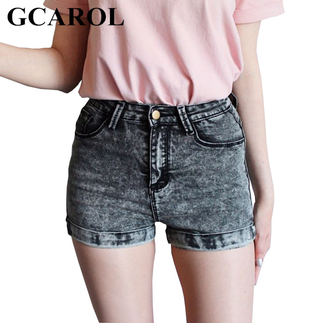 stretch waist jean shorts