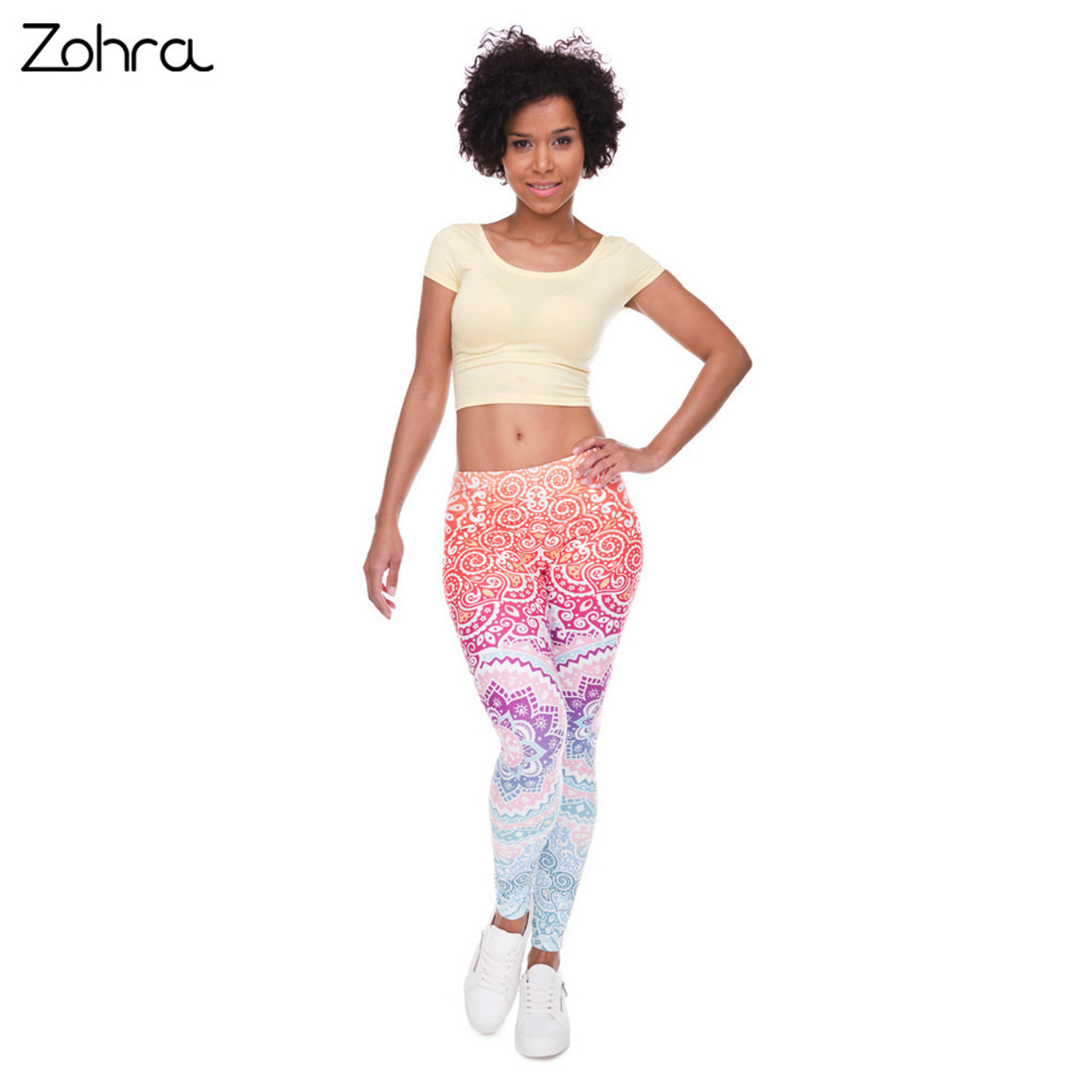 Zohra Brands Women Fashion Legging Aztec Round Ombre Printing leggins -  nexusfitness