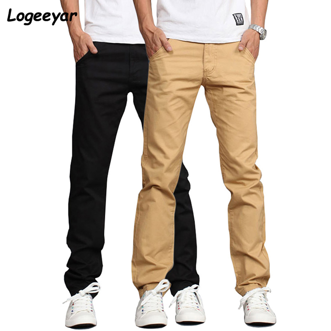 black pants khaki