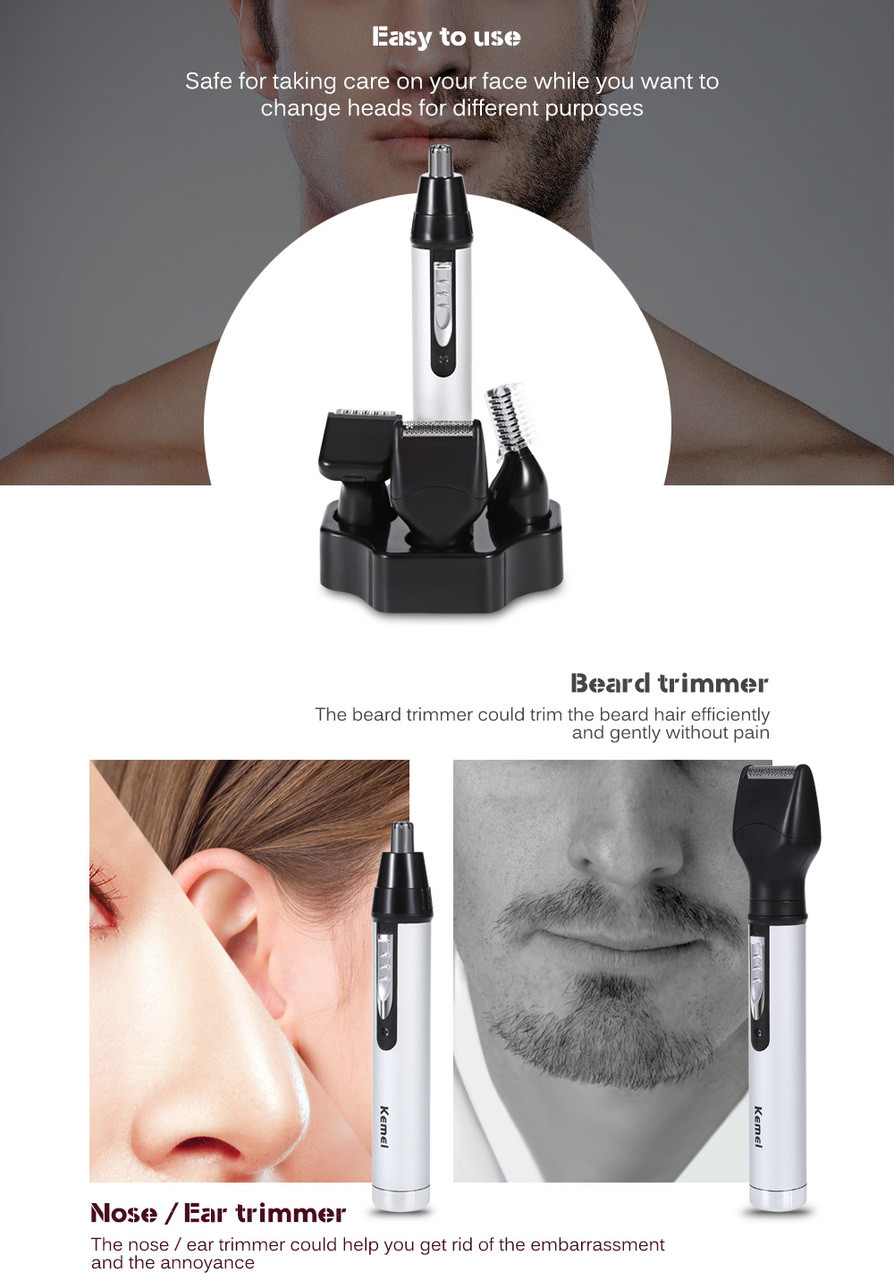 Kemei6650 4 In 1 Fashion Nose Ear Trimmer Electric Shaving Safe