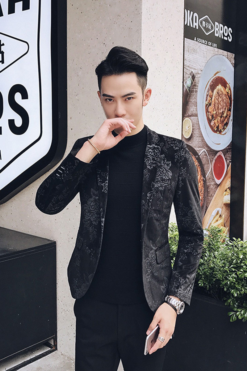 black pattern blazer