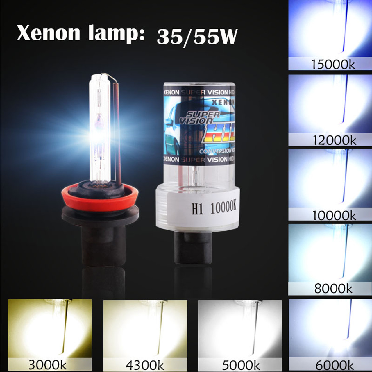 KunmniZ 2pcs 10000k H8\\H9\\H11 HID Xenon-Scheinwerfer Conversion Bulbs Kit 55W 