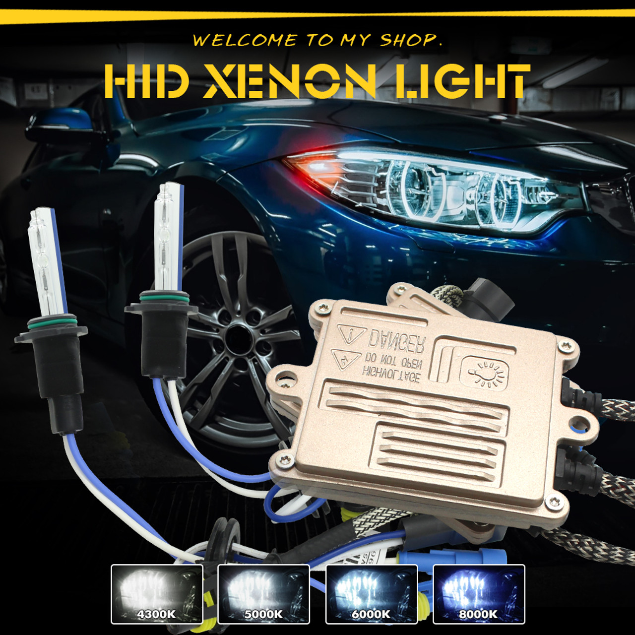 55W H4 Car HID Xenon Conversion Kit Ultra-thin AC HID Ballasts Quick Start Extremely bright Xenon White 6000K 