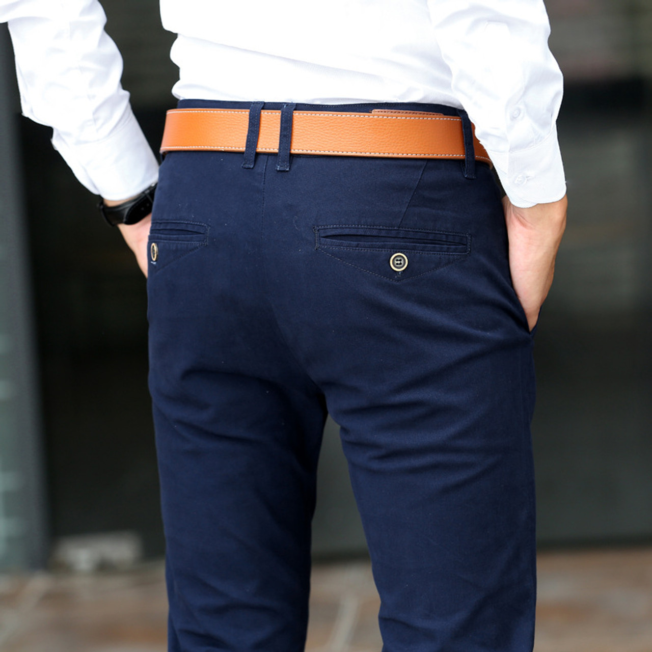 business casual blue pants