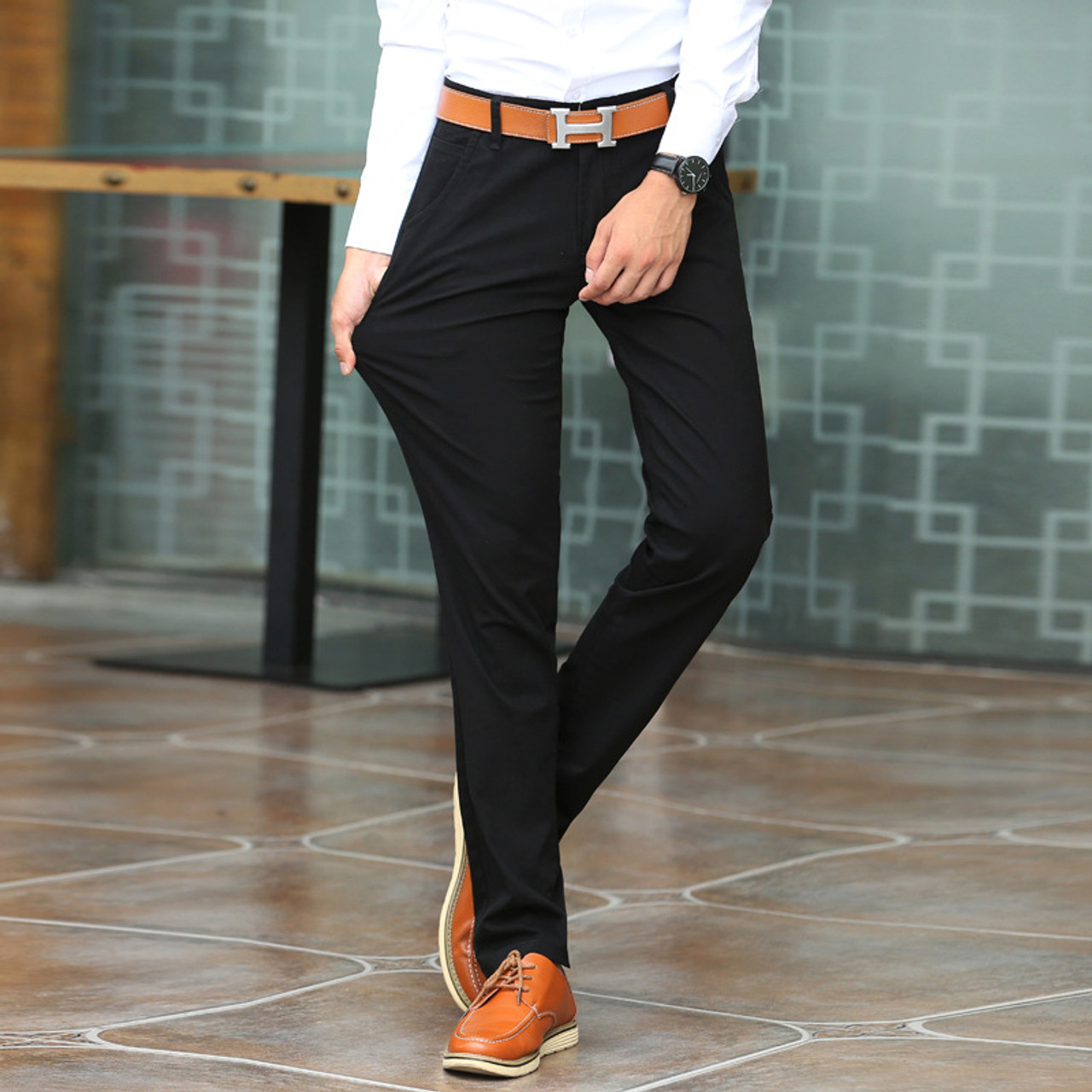 Men Formal Trouser Black Comfort Fit Corporate Pants Online TRO1  Nool