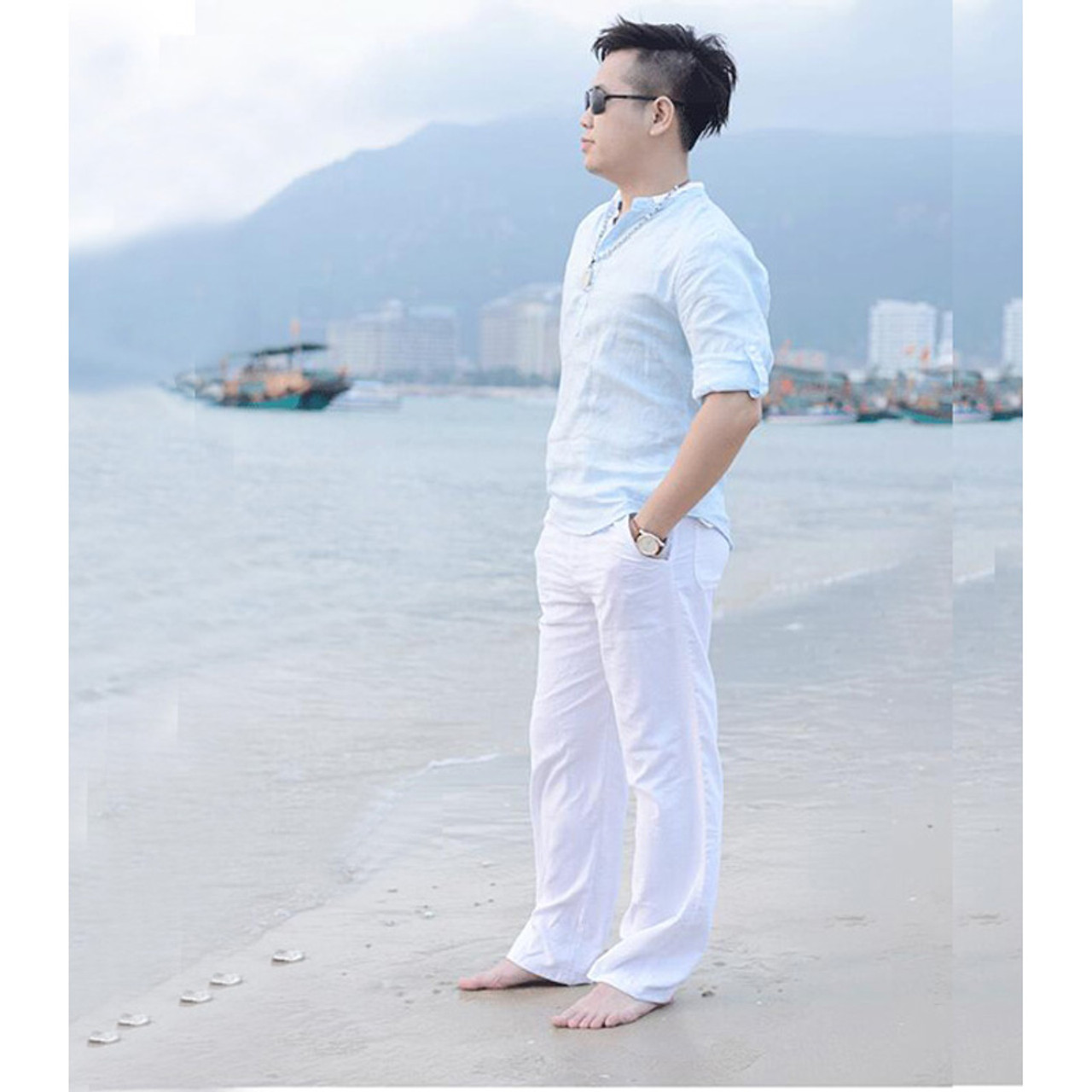 Buy Classic Fit Linen White Trouser  Zodiac