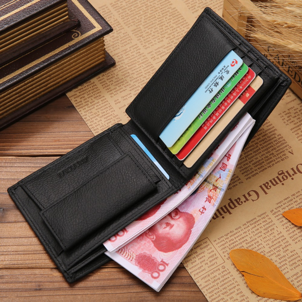 Buy Van Heusen Men Brown Leather Two Fold Wallet With Fap Coin Pocket And 3  Card Holder - Wallets for Men 18232988 | Myntra