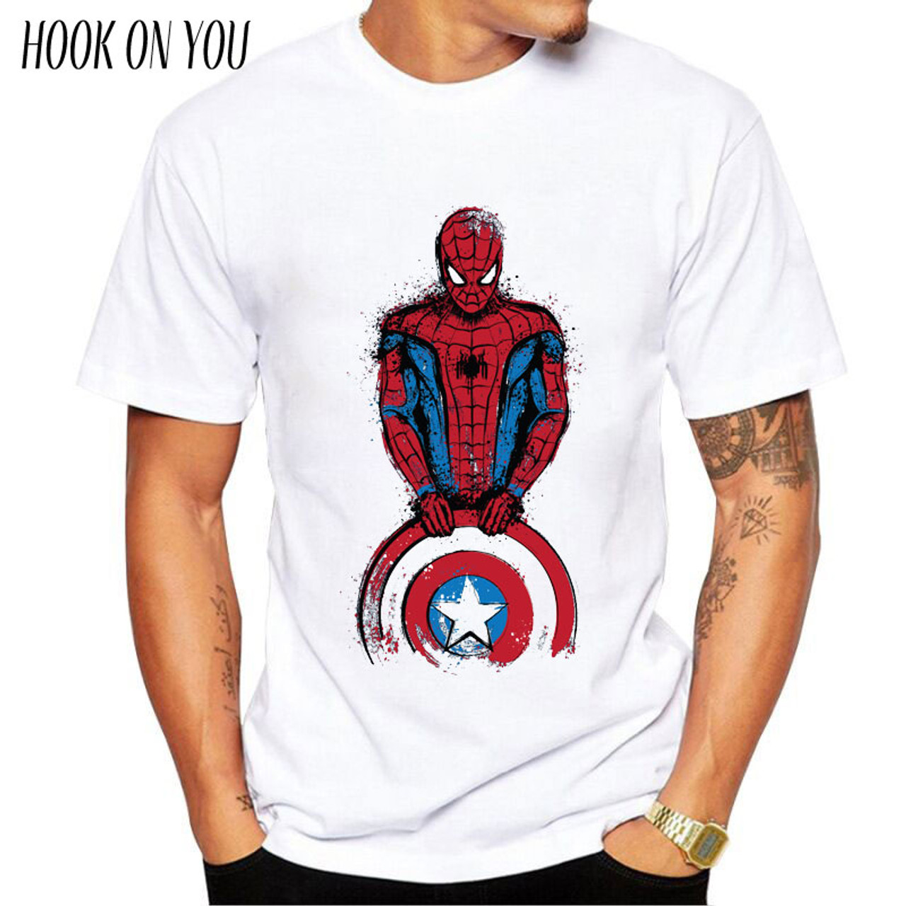 Superhero printed t shirts clearance