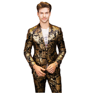 Plyesxale Men Suits For Wedding 2018 Luxury Brand Black Gold Tuxedo ...