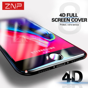 ZNP 4D Curved Full Cover Tempered Glass for iPhone 8 8 Plus 7 6 6s Screen Protector Glass For iPhone 7 6 6s Plus Tempered Glass