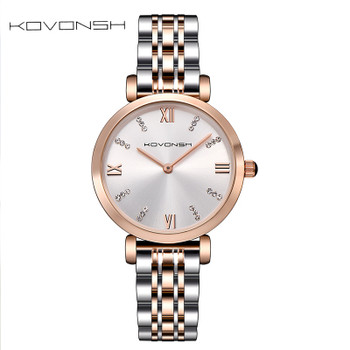 KOVONSH Luxury Fashion Women Watches Lady Watch Stainless Steel Dress Women Watch Quartz Wrist Watches Gift Present Dropshipping 