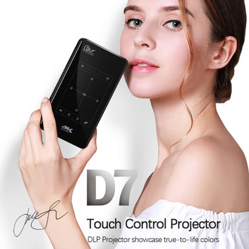 AUN MINI Projector. D7. Android Beamer, Built-in WIFI, Bluetooth, 4,000mAH Battery. HDMI. Support 4K, 1080P, Portable Theater