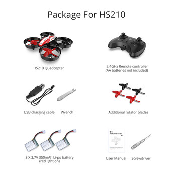 Holy Stone HS210 Mini RC Drone Quadcopters 3pc 220mAh Batteries Headless Mode One Key Return Auto Hovering 3D Flip VS JJRC H36
