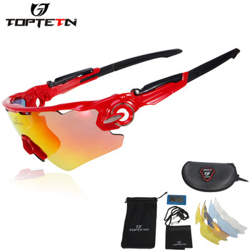 TOPTETN Brand 5 Lenses Rushed Outdoor Cycling Sunglasses Polarized Bike Glasses Mountain Bicycle Goggles Mtb Sports Eyewear