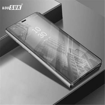 For OPPO F7 Case Flip Coque KOOSUK Plating Mirror Clear Smart Awaken View Stands Phone Cover Fundas capa