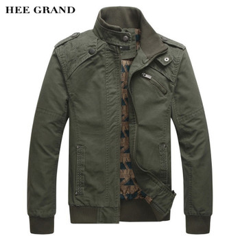 HEE GRAND 2018 New Arrival Men's Fashion Casual Spring Autumn Jacket Cotton Stand Collar Coat 4 Colors MWJ166