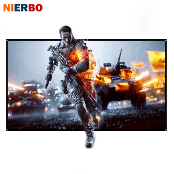 NIERBO Projector Screen 60 to 100 inch Rolled Up 16:9 Portable Screen for Projector Outdoor Indoor for Home Theater Full HD 3D