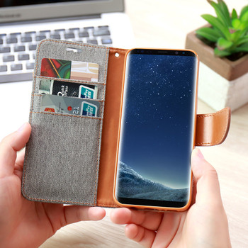 KISSCASE Book Flip Cloth Skin Phone Case For Samsung Galaxy S8 S8 Plus S7 S7 Edge S6 Edge Note 8 Magnetic Wallet Card Slot Cover