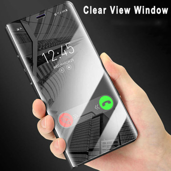 Smart  Mirror Flip Phone Case For Samsung Note 9 Galaxy S9 S9 Plus S8 Clear View Plating Phone Shell For iphone X 8 8 Plus 