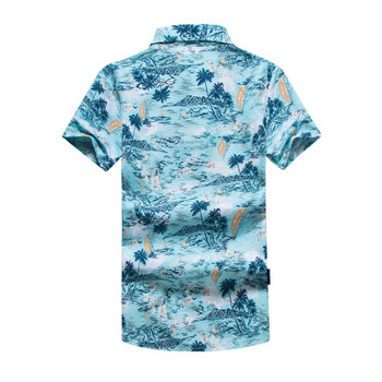 Men Shirt Summer Style Palm Tree Print Beach Hawaiian Shirt Men Casual Short Sleeve Hawaii Shirt Chemise Homme Asian Size 5XL