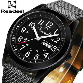 Readeel Top Luxury Brand Quartz Mens Wrist Watches Date Week Sport Military Casual Men Watch Canvas Male Clock