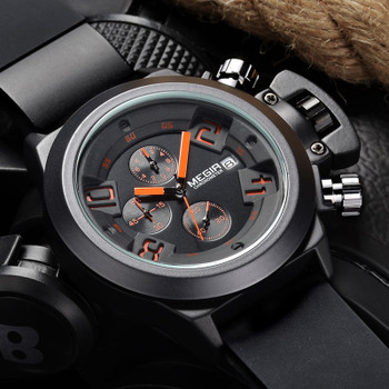 MEGIR CHRONOGRAPH Sport Function Mens Watches Top Brand Luxury Silicone Wrist Watches Men Male Quartz Watch relogio masculino