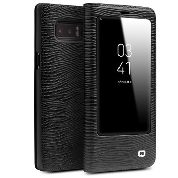QIALINO for Samsung Note 8 Cases Smart View Flip Genuine Leather Window Cover for Samsung Note8 Case