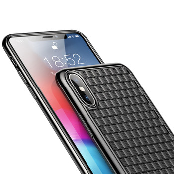 Baseus Luxury Weaving Case For iPhone Xs Xs Max XR 2018 Elegant Grid Pattern Soft Silicone Phone Case For iPhone Xs XR Cover