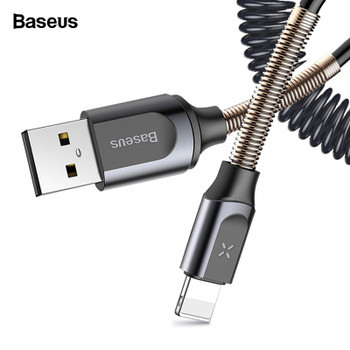 Baseus USB Cable Retractable Spring Cable For iPhone X XS Max XR 8 7 6 Plus Fast Charging Charger Cable Wire Data Cord Adapter