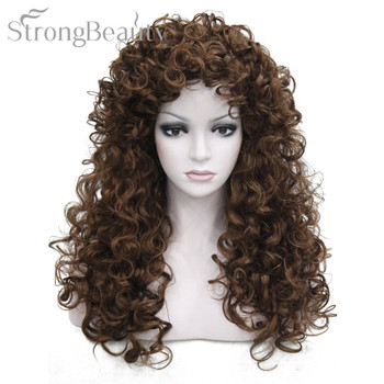 Strong Beauty Synthetic Hair Long Curly Blonde Brown Black Wigs Cosplay Wigs For Woman