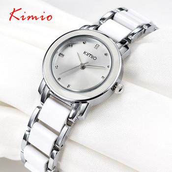 Kimio 2018 Brand Ladies Imitation Ceramic Watch Luxury Gold Bracelet Watches with Fine Alloy Strap Women Dress Watch Gift Box