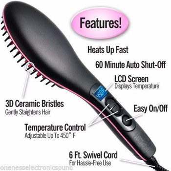 Simply Straight Ceramic Electric Temperature Control Comb Brush Straightener (SIMPLY_STRAIGHT_STRAIGHTNER)