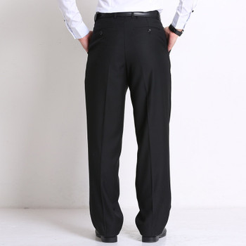 Classic Black Men's Business Suit Mens Loose Pants Middle Age Occupation Formal Trousers   