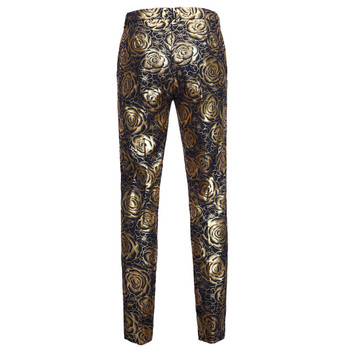 PYJTRL Brand Tide Men Gold Floral Slim Fit Adjustable Waist Suit Trousers Plus Size Hip Hot Male Casual Pants Pantalon Homme