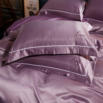 Luxury Embroidery 100% Pure Mulberry Silk Pillow Case with Cotton Solid Color Pillow Cover Super Soft Couple Pillowcase