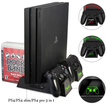 DOBE PS4/PS4 Slim/PS4 PRO Vertical Stand with Cooling Fan Cooler Dual Controller Charger Charging Station for SONY Playstation 4