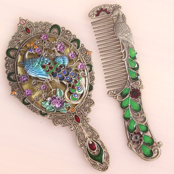 European small size Carry  Vintage Hand mirrors Makeup VMirror  Hand Hold Cosmetic Mirror With Handle For Gifts HZJ012