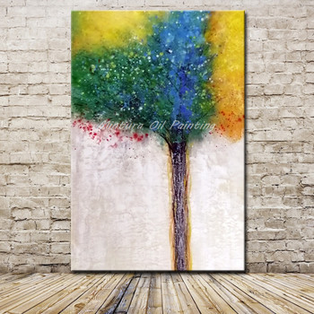 Mintura Art Large Size Hand Painted Life Tree Oil Painting on Canvas Wall Art Pictures For Living Room Wall Decoration No Frame