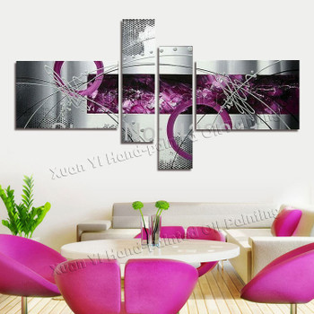 4 Panel Canvas Art Modern Pictures Abstract Oil Painting On Canvas Wall Pictures For Living Room Home Decoration(No Frame)