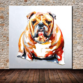 100% Handmade Decor Works Abstract Animal Modern Wall Art Pictures Lovely Dog Oil Painting On Canvas For Wall Decor Artworks