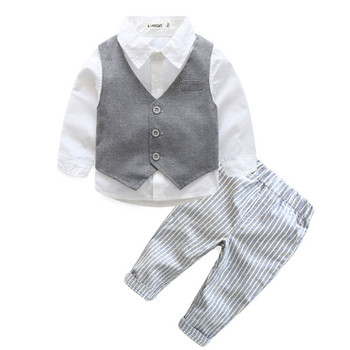 Formal Clothing Sets For Newborn Baby Boy Party and Wedding Infant Boys Clothes Set Cotton Child Boys Suit Vest+Shirt+Pant 2017