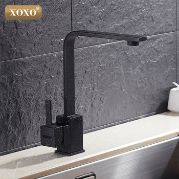 XOXO Polished Black Brass Swivel Kitchen Sinks Faucet 360 degree rotating Kitchen Mixer Tap 83030H